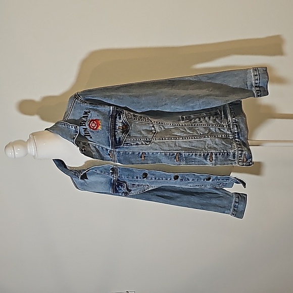 Jim Beam Trucker Jacket Coat Blue Jean Denim Button Down Faded Bourbon Whiskey S - Picture 3 of 15